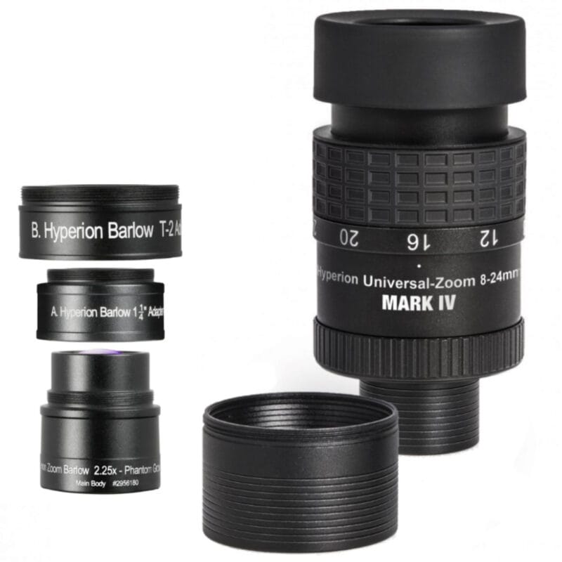 Baader Set met Zoomoculair Hyperion Universal Mark IV en Zoom Barlow lens Telescoop.nl - Alles voor sterrenkijken & natuurwaarneming