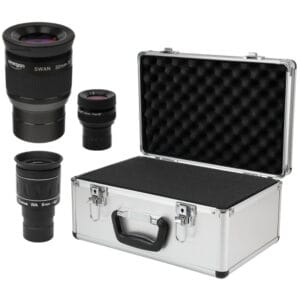 Omegon Oculairset in aluminium koffer – 32 mm SWA, 16 mm Flatfield en 6 mm Cronus