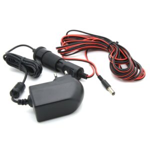 Bresser 12V 2A adapterset met voedingsstekker, sigarettenplug en lange rood-zwarte DC-kabel