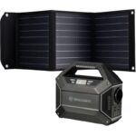Bresser Mobile Power Station 100 Watt + Zonnelader 40 Watt (1) Bresser Mobile Power Station met opgevouwen 40W zonnelader en draagbare batterij