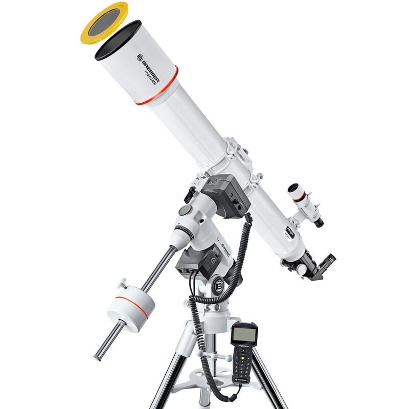 Bresser AC 127L/1200 EXOS-2 Telescoop Messier Hexafoc GoTo 1 Bresser Telescoop AC 127L 1200 Messier Hexafoc EXOS 2 GoTo 4 Bresser AC 127L/1200 EXOS-2 Telescoop Messier Hexafoc GoTo op EXOS-2 equatoriale montering met gemonteerde handcontroller en statief