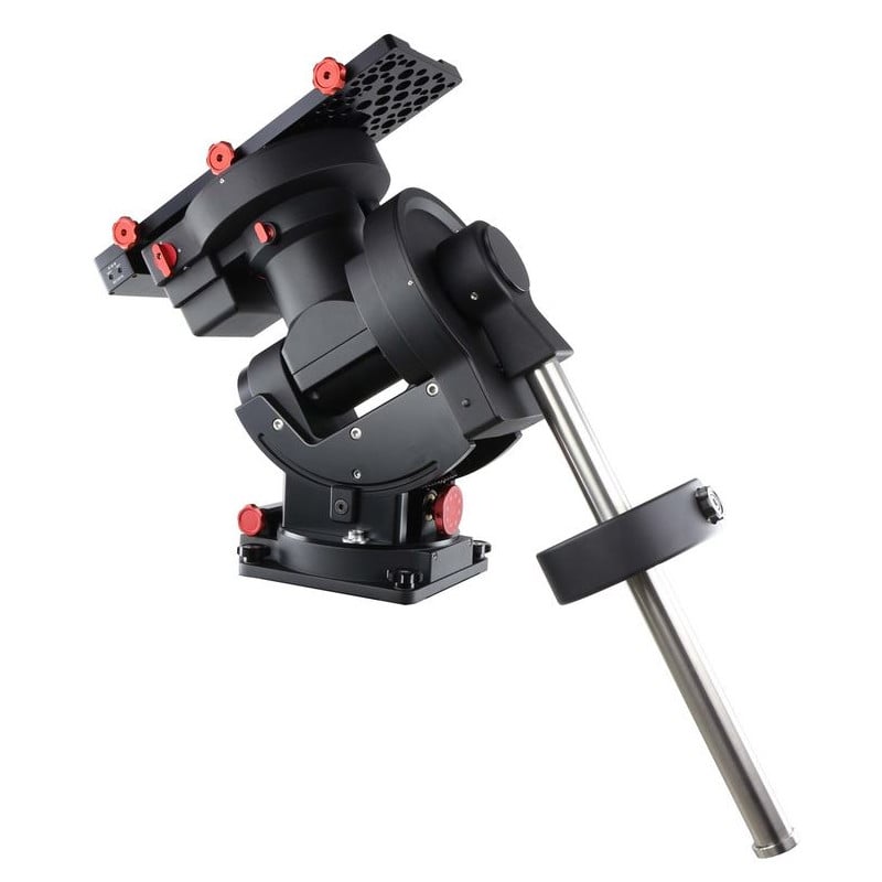 iOptron CEM120EC Montering GoTo High Precision Encoder 1 iOptron CEM120EC Montering GoTo High Precision Encoder 1 iOptron CEM120EC montering zijaanzicht met encoder en contragewicht gemonteerd op zuil